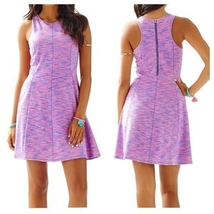 Lilly Pulitzer Cove dress, flamingo pin, small